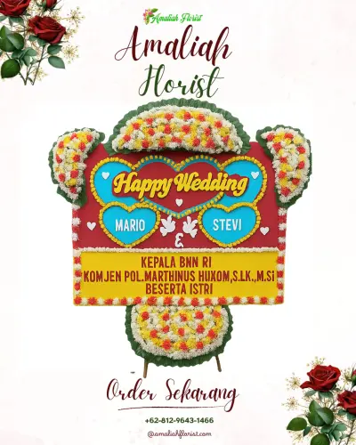Karangan Papan Bunga Pernikahan alam sutera